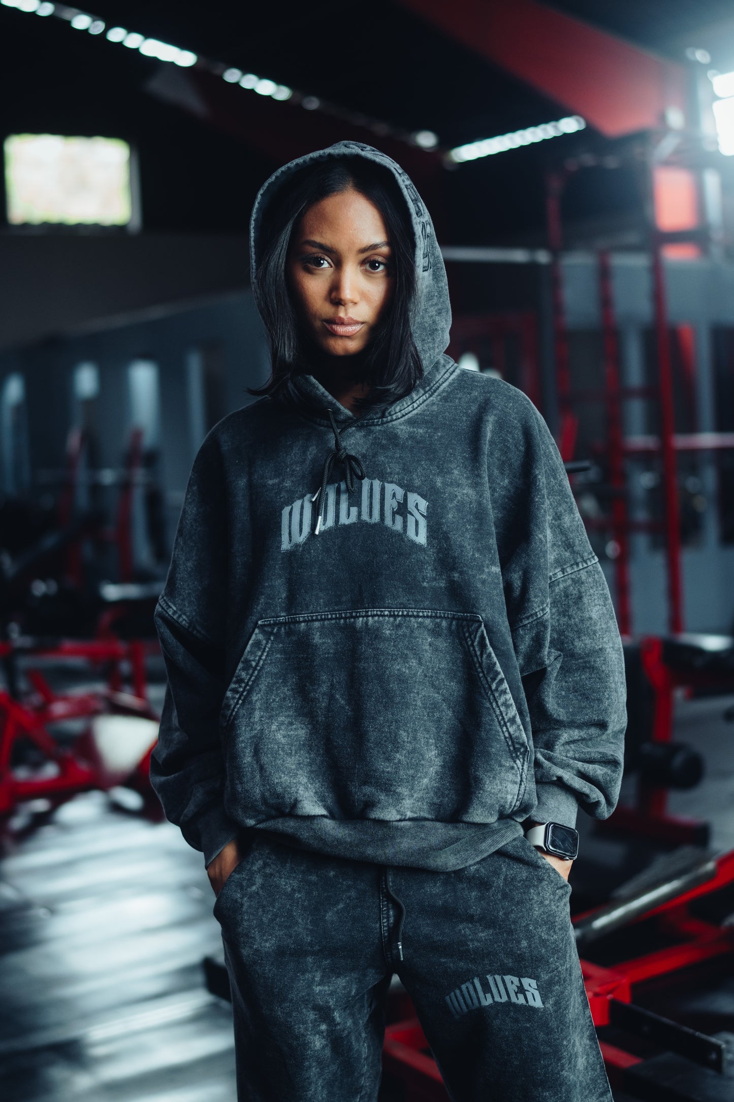 Hoodie Wolves Vintage Wash – BlackWolf Collection 2025